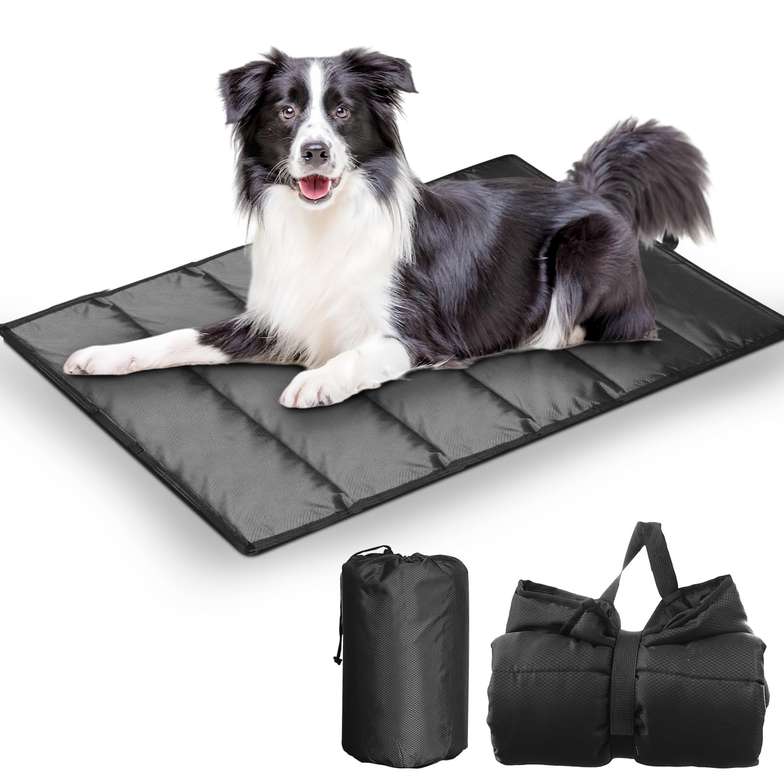Dog Blanket for Travel, Washable, Foldable Travel Blanket for Camping Dogs, Waterproof Dog Mat for Medium and Large Size Dogs, Black, 120 x 70 cm