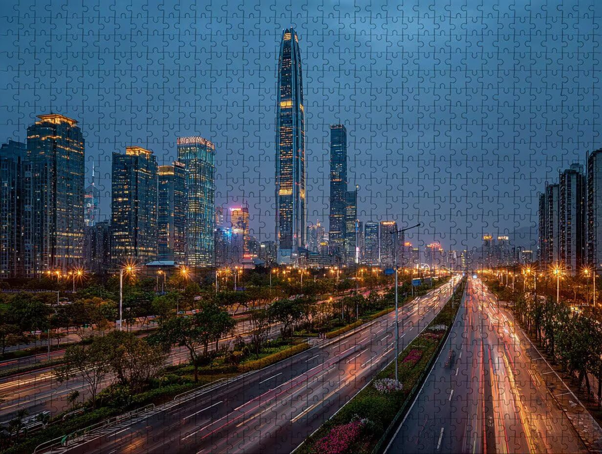 Nocny widok drewniane puzzle, puzzle miasta 2000 sztuk dla dorosłych z kompaktowym pudełkiem 99x70 cm, łamigłówki, kreatywne gry logiczne dla mężczyzn, kobiet, nastolatków, prezenty, 1-3952