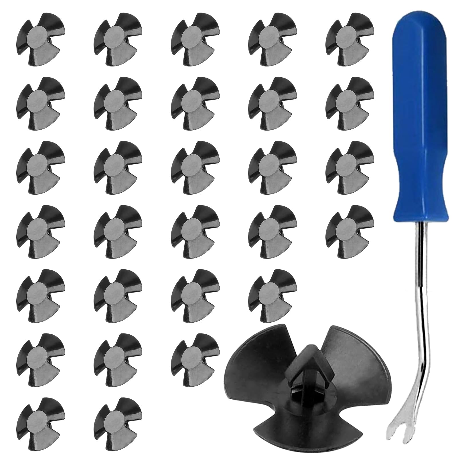 30 PCS Car Hood Insulation Retaining Clips, Thermal Sound Insulation Snaps, Fastener Removal Tool Replacement OEM 4878883AA, Compatible with Chrysler Jeep Dodge Ram (Black)