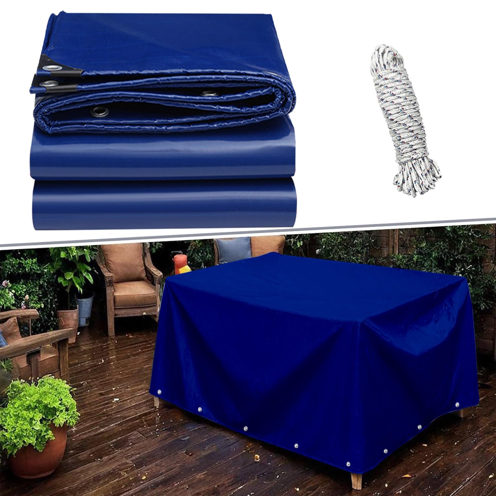Toldo verde de polietileno impermeable de 1 x 1.4 m, lona para exteriores con cuerda de 10M