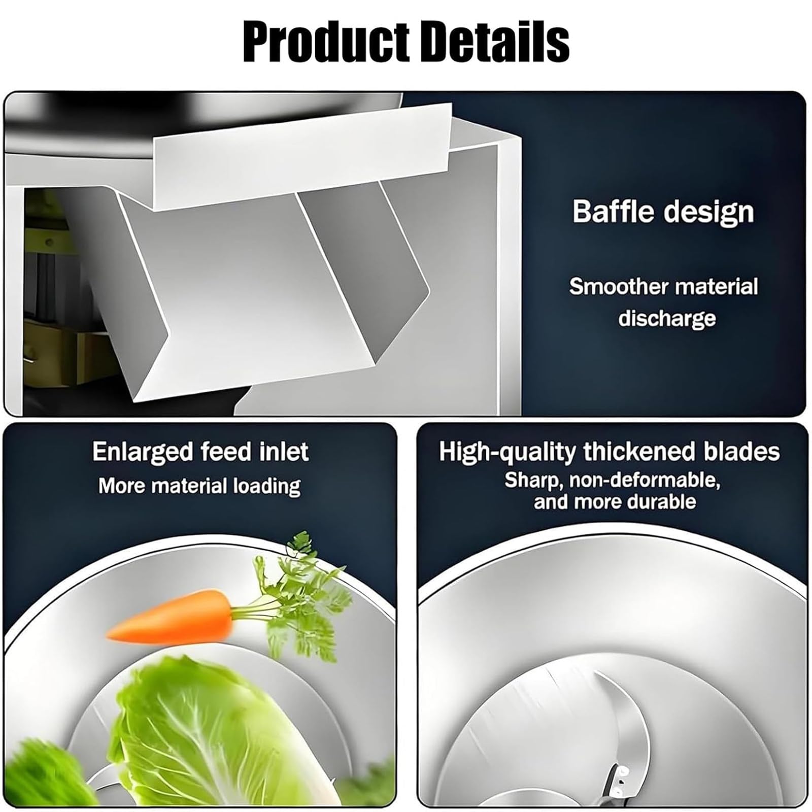 Picadora Verduras Comercial, Trituradora Cría Eléctrica, Picadora Eléctrica Verduras En Cubos, Gran Entrada Alimentos Diámetro, 3500 RPM, Para Alimento Animales Verduras Granos Cacahuete 220V-1800W