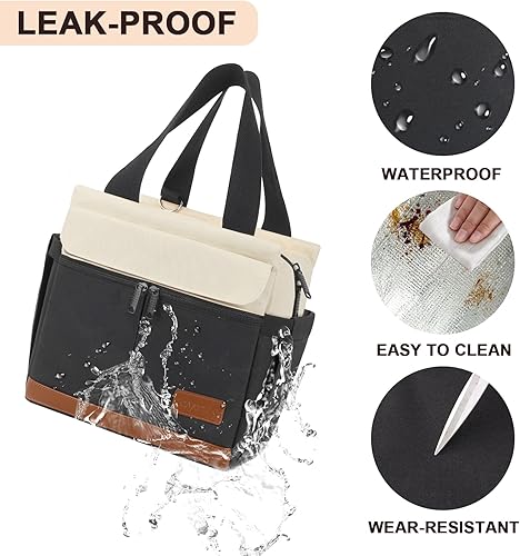 Miniatura 5 de Joymee Lonchera para hombres, bolsa de almuerzo aislada para mujeres con correa para el hombro, reutilizable, a prueba de fugas, grande, espaciosa,