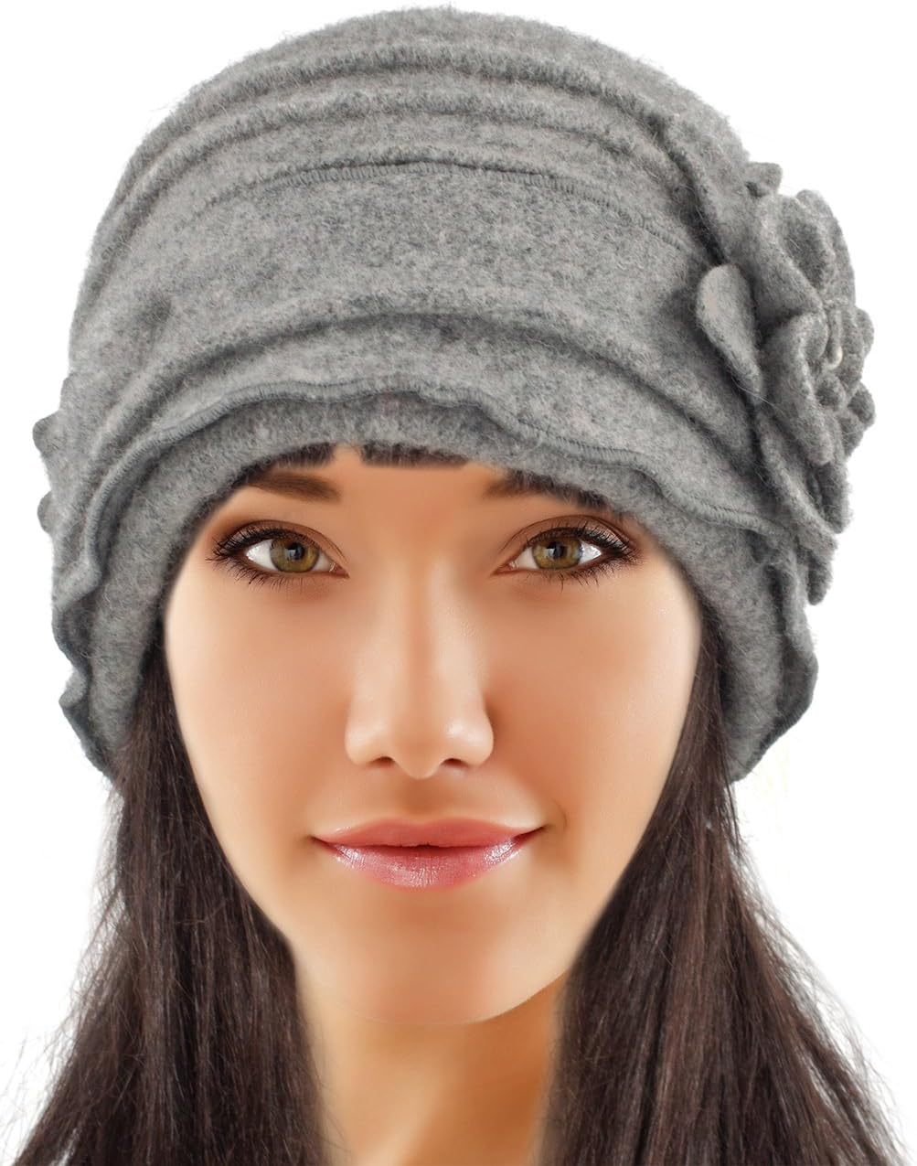 Dahlia Women's Winter Hat - Wool Cloche/Bucket Hat, Slouch, Flower - Image 2