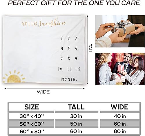 Miniatura 4 de Manta mensual personalizada para bebé, con texto en inglés Hello Sunshine, para niños y niñas neutrales, ideas de baby shower, regalo de fotografía