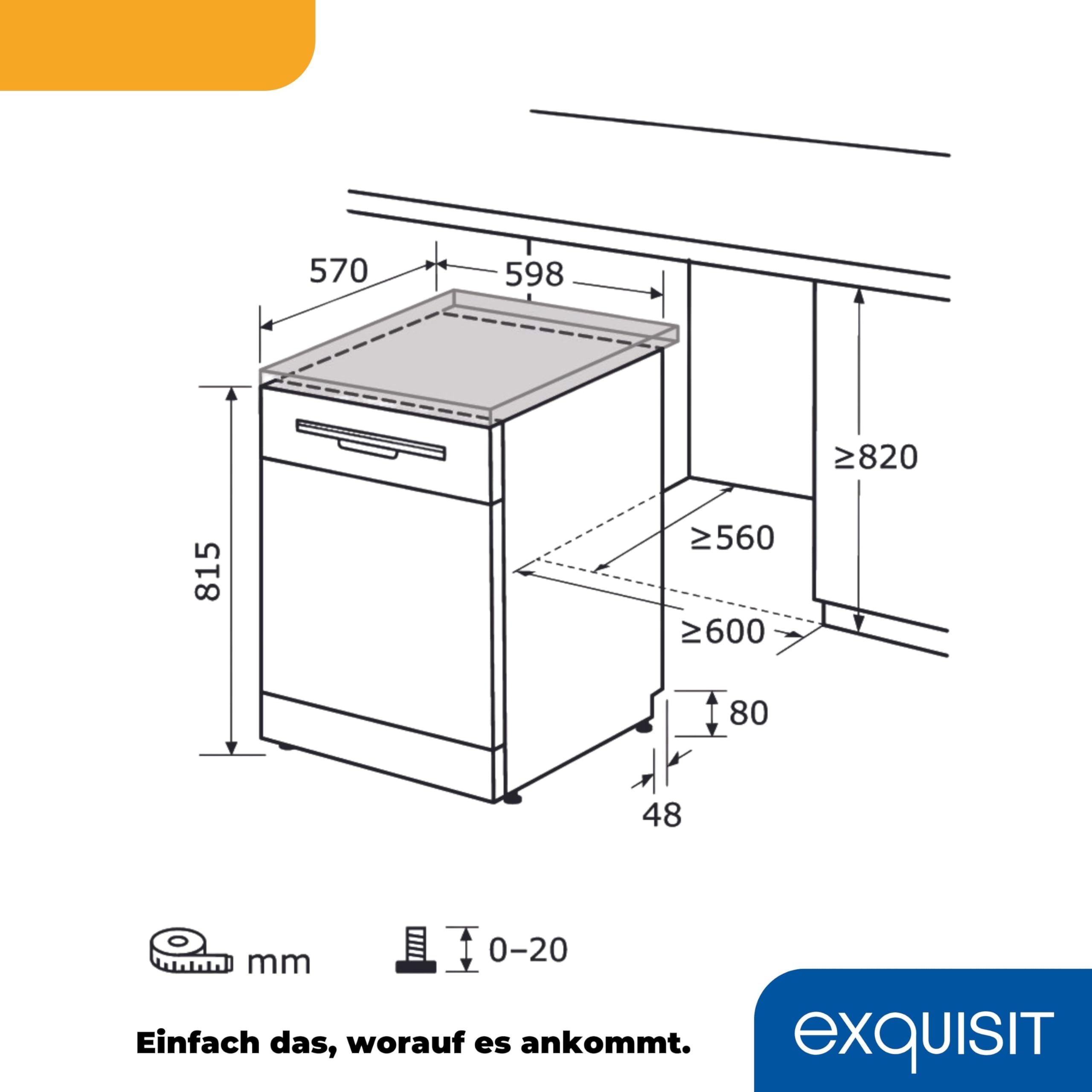 Exquisit Geschirrspüler GSP6012-030E weiss | Geschirrspüler 60 cm unterbaufähig und freistehend | 12 Maßgedecke | LED | Spülmaschine 60 cm freistehend