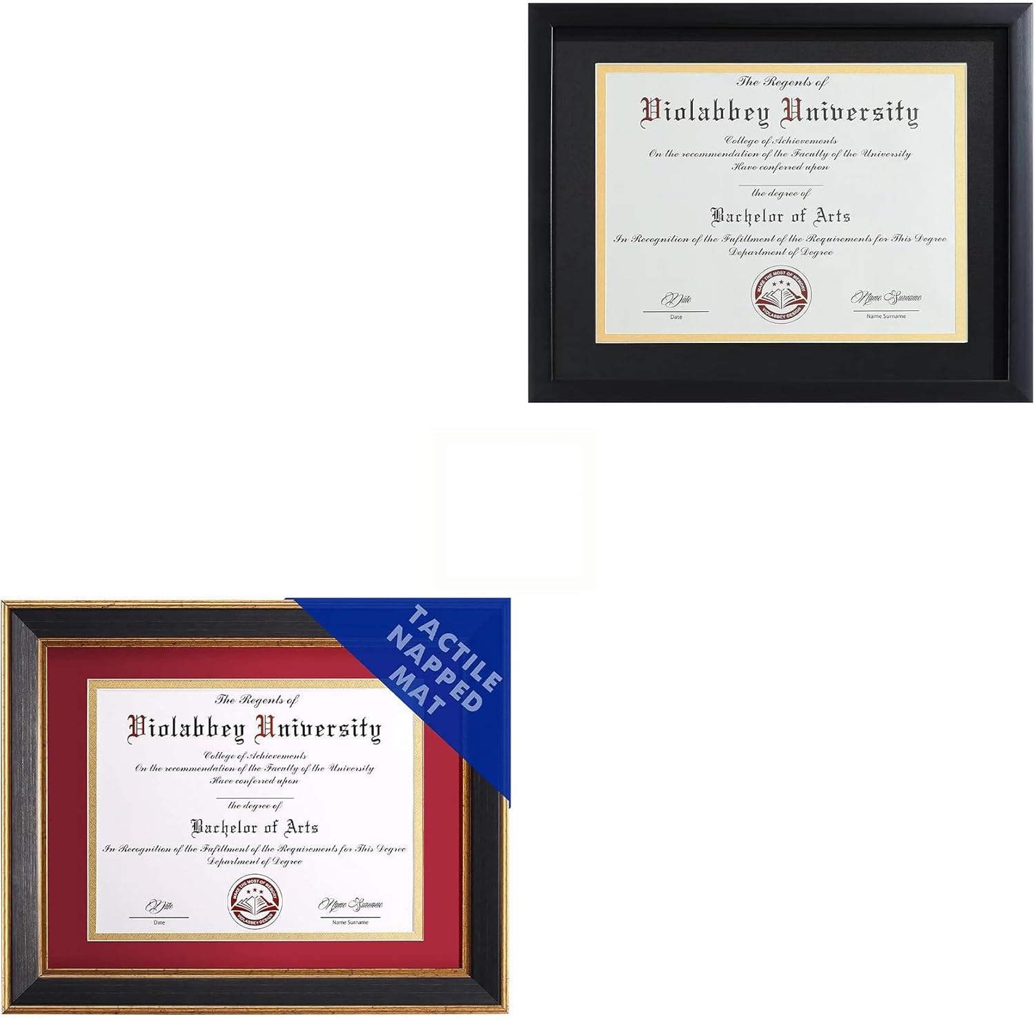 VIOLABBEY 8.5 x 11 Diploma Frame with Mat or 11x14 College Degree Frames without Mat, 2 Pack