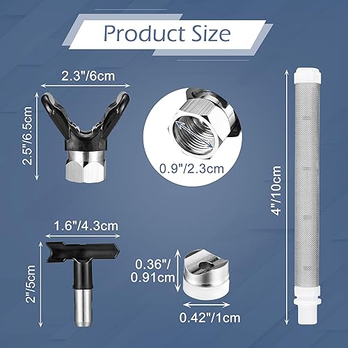 Miniatura 3 de Yoption Juego de herramientas de pistola de pulverización sin aire de 14 piezas, 6 puntas de pulverización de pintura sin aire, 6 filtros de pistola