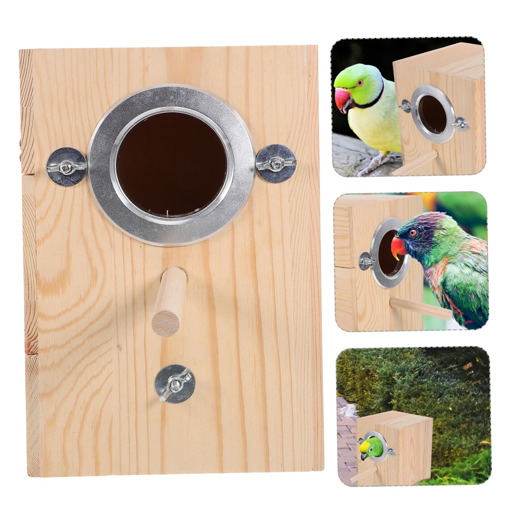 Caja Nido de Madera para Periquitos y Pequeñas Aves, Caja de Cría Decorativa para Exterior, Refugio Seguro y Cálido para Anidación en Jardín o Interior