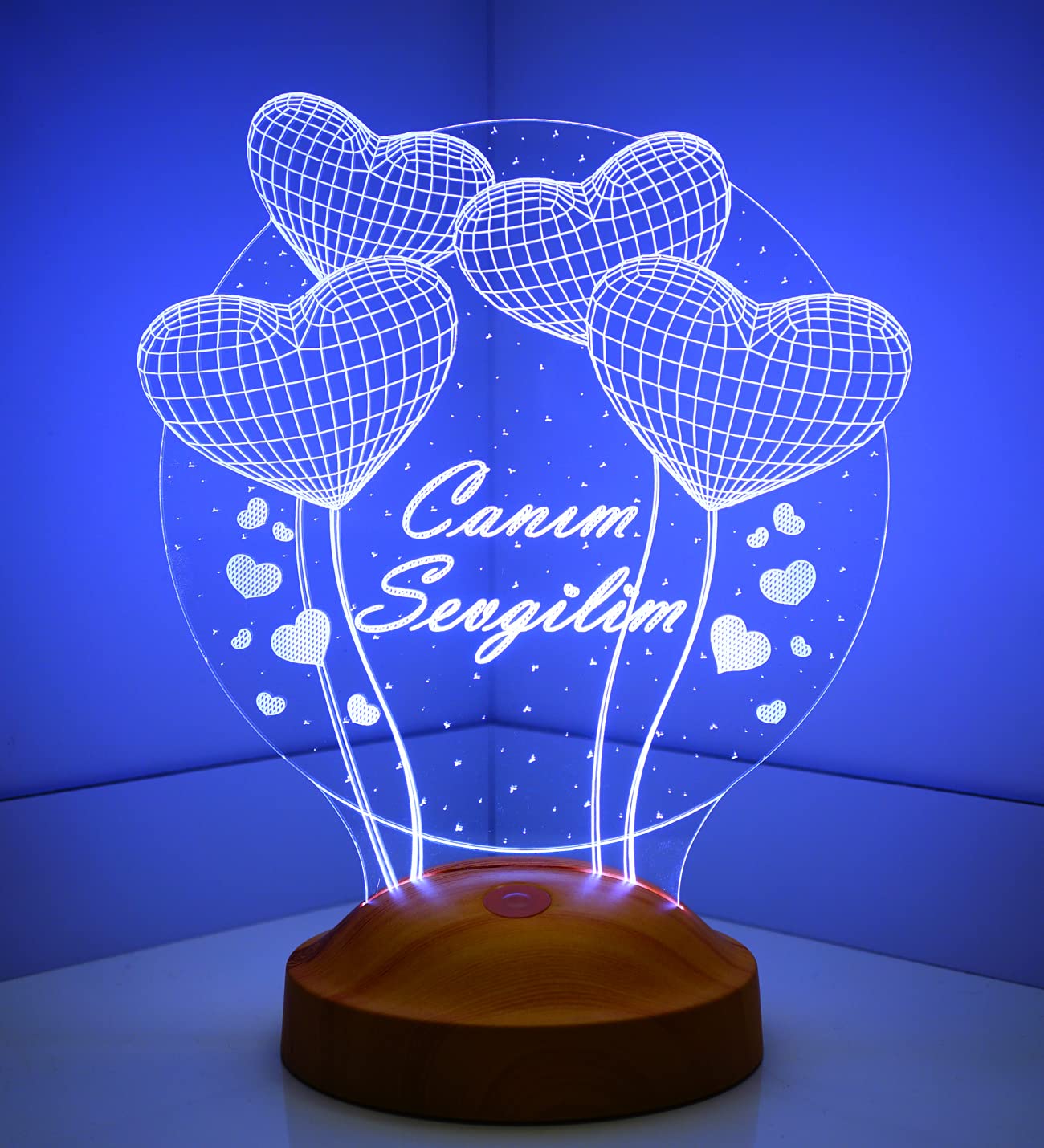 14 Şubat Hediyesi Canım Sevgilim, Sevgililer Günü Hediyesi Balon Kalpler Küre 3 Boyutlu 3D Led Lamba Gece ve Masa Lambası