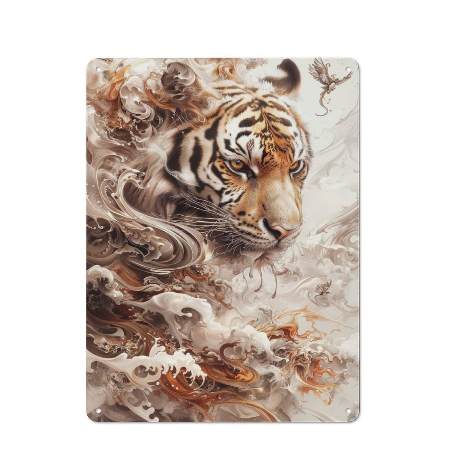 Junmoney Style-1 Metal Plaque 40X30cm With Tiger Swirl For Hallway Wall, Rustic Decor, A Metal Wall Feature For Hallways And Entrance Areas