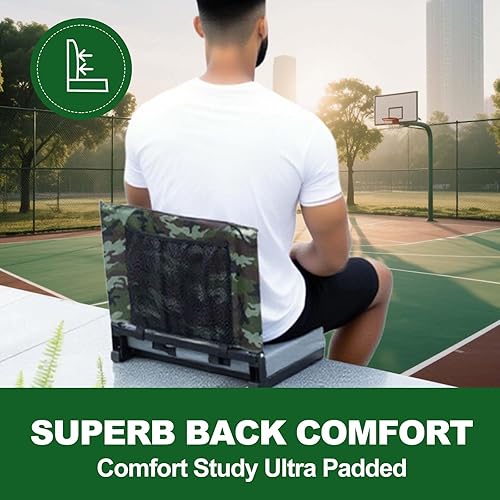 Miniatura 5 de Asientos de estadio con soporte de espalda, asientos de estadio para gradas con soporte de espalda, asientos portátiles con cojines y mochilas,