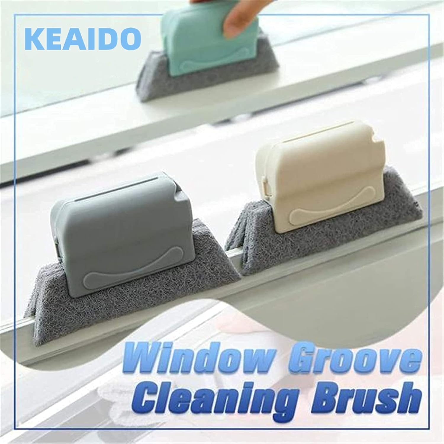 KEAIDO 3PCS Creative Door Window Groove Cleaning Brushes, Magic Handheld Grip Crevice Gap Corner Multipurpose Clean Tools Slide Brush Head