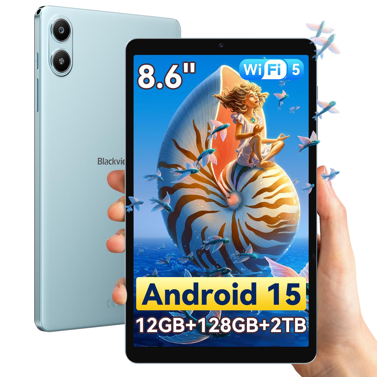 Blackview Link2 8 Zoll Tablet Android 15, 1340 * 800 Display, Mini Tablet Gaming, 12GB RAM + 128GB ROM/1TB TF, Gemini AI 2.0, Face ID, Widevine L1/5G WiFi/5000mAh/8MP+5MP/GPS/OTG/OTA/Bluetooth 5.0