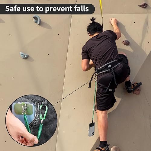 Miniatura 7 de HOTEMIA Cordón de seguridad antirrobo para teléfono con mosquetón, correa anticaída para esquí al aire libre, senderismo, ciclismo, pesca, escalada,