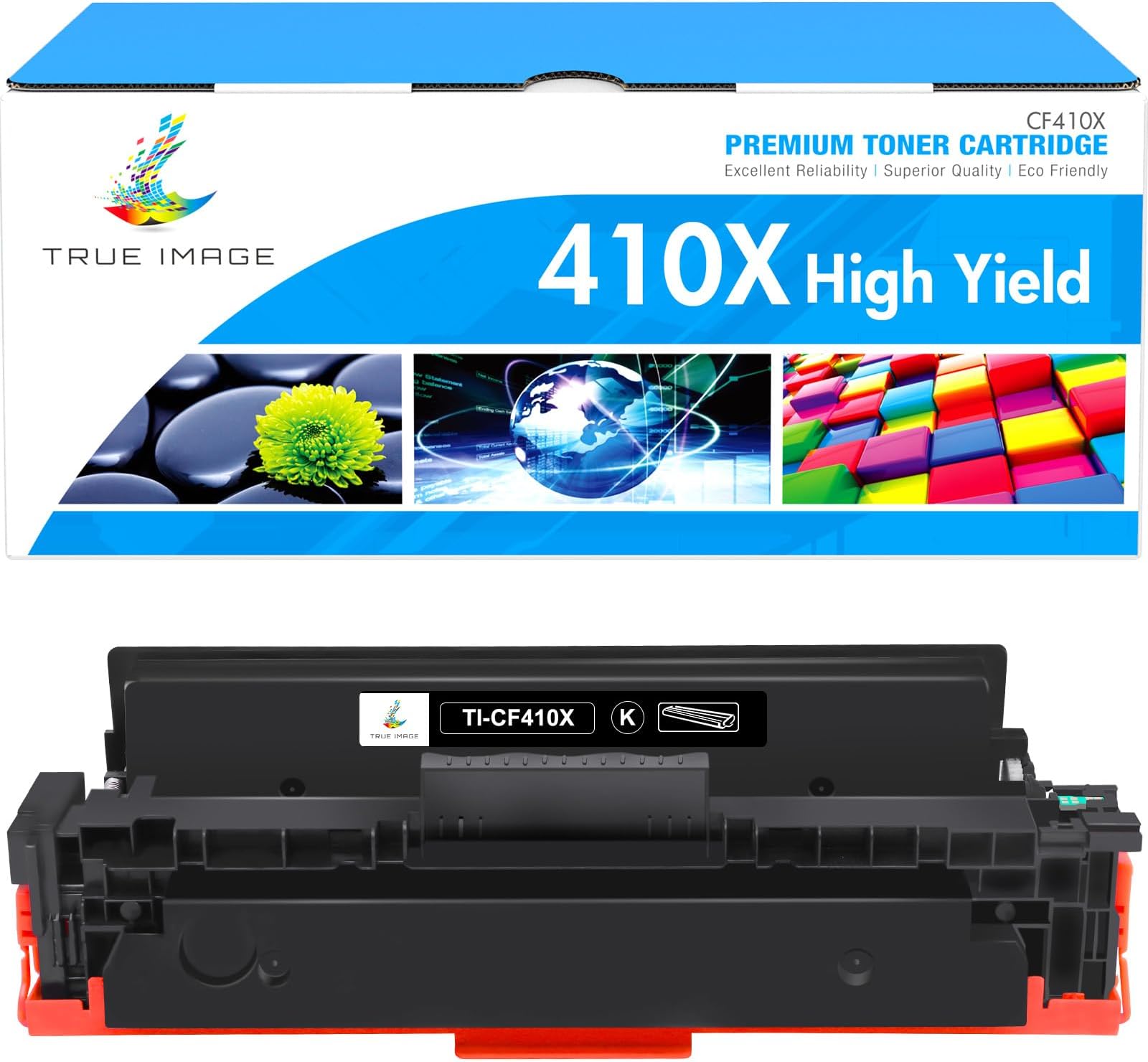 TRUE IMAGE Compatible Toner Cartridge Replacement for HP 410X CF410X CF410A 410A M477 M452 Color Pro MFP M477fdw M477fnw M452dw M477fdn M452nw M452dn M377dw Printer Ink (Black, 1-Pack)