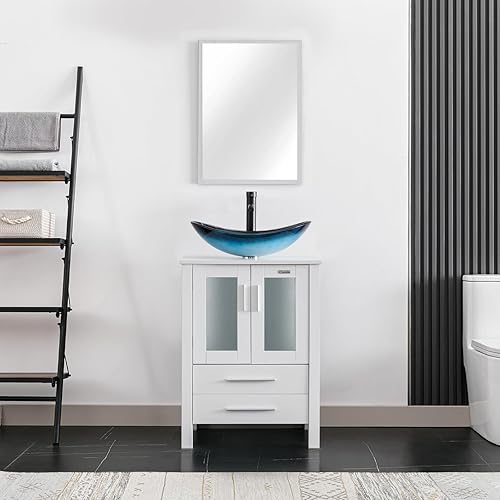 Miniatura 177 de eclife - Lavabo de baño de 24.0 pulgadas con encimera, gabineta de estilo contemporáneo Turquesa Cuadro