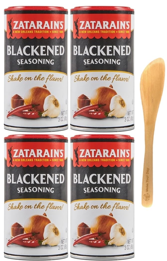 New Orleans Tradition Blackened Seasoning, 3 Ounce (Pack of 4) - with Make Your Day Mini Spatula