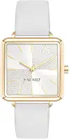 Relógio feminino Nine West, couro sintético, branco
