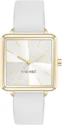 Relógio feminino Nine West, couro sintético, branco