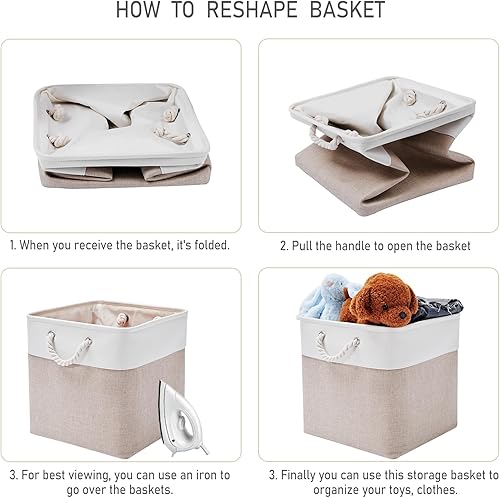 Miniatura 5 de Contenedores de almacenamiento de 13 x 13 pulgadas, paquete de 6 cubos de almacenamiento para estantes, contenedores de almacenamiento plegables de