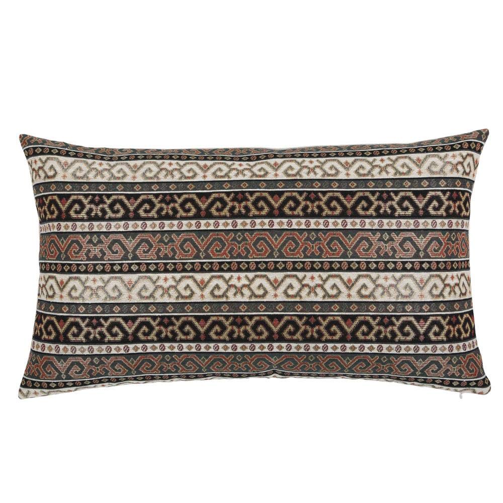 pillowerus Kilim Throw Pillow Covers Khaki and Black - 14 x 24 Inches Decorative Lumbar Pillows, Retro Room Decor for Couch, Bohemian Outdoor Case for Farmhouse, Indian Cushions, Tribal Pattern