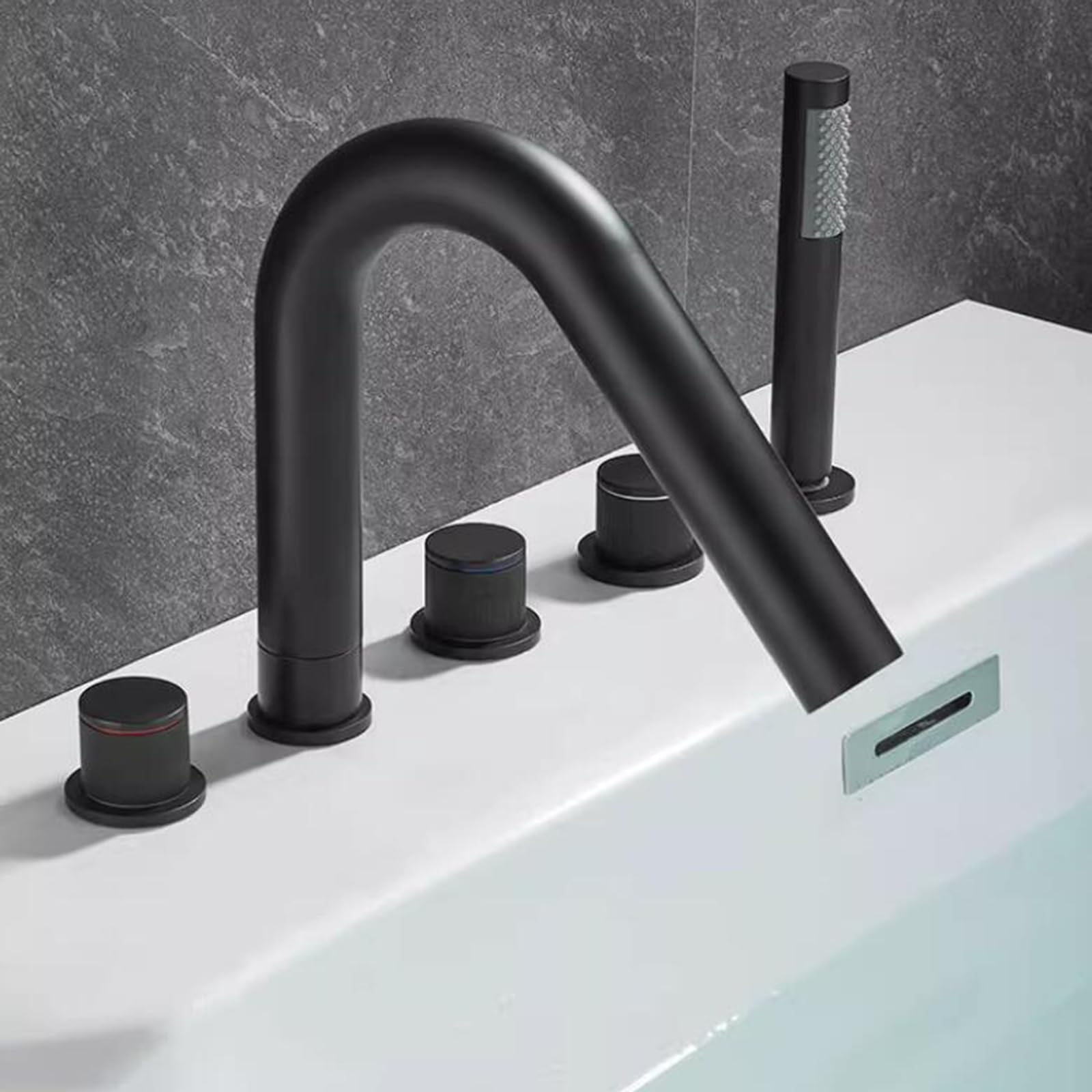 ZQFHSX Bath Taps Mixer Shower Tap 5 Holes for Hot and Cold Water Brass Construction