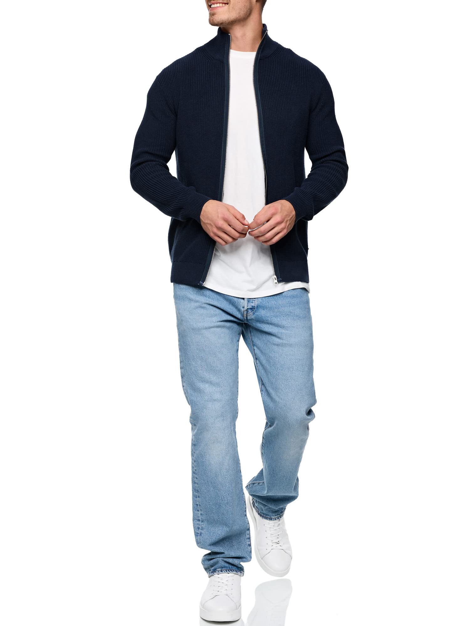Indicode Hombres Dodson Cárdigan con Cuello Alto de algodón