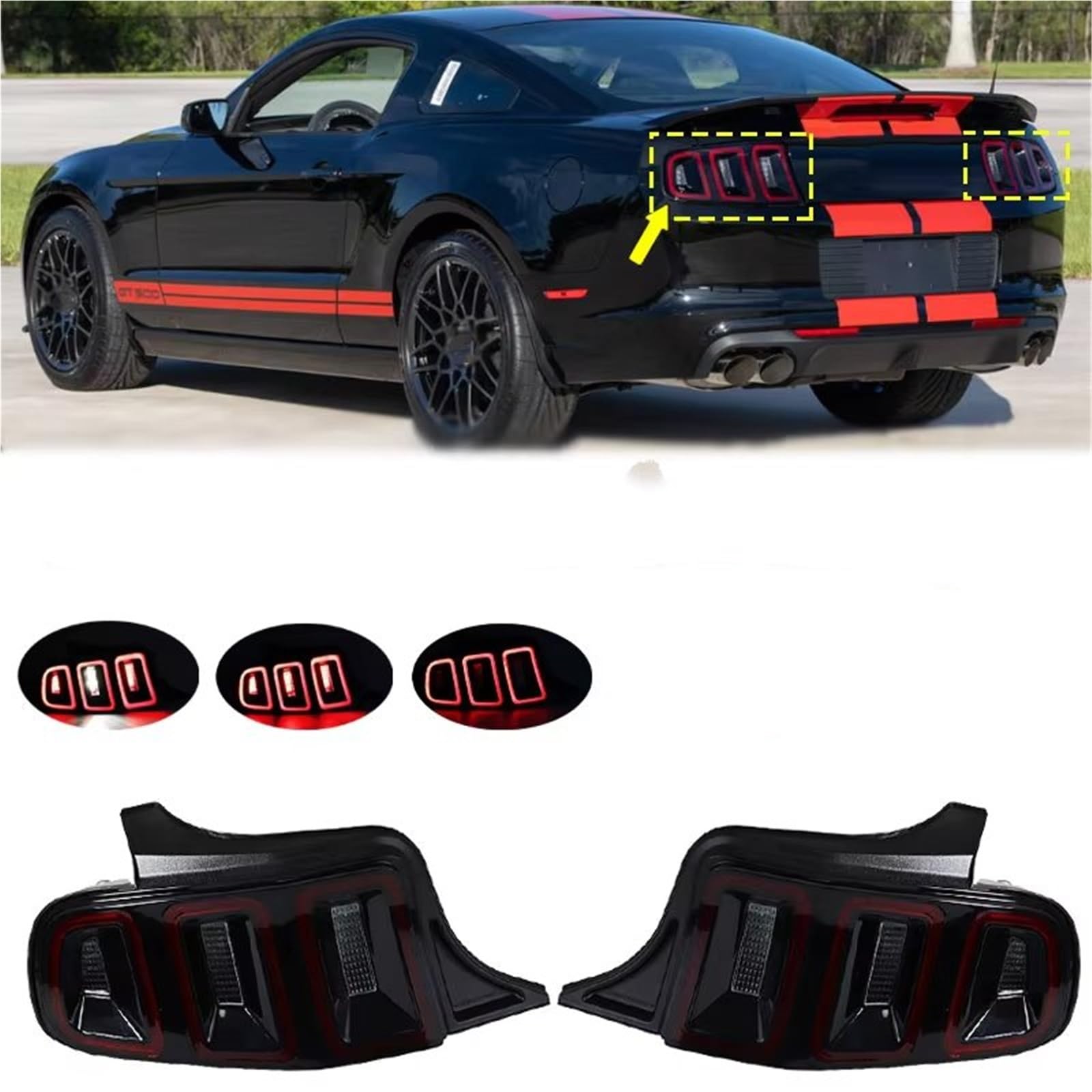 Rückleuchten Kompatibel Mit Ford Für Mustang 2013 2014 Rücklicht Bremssignal Rückfahrleuchte Auto-Rücklicht-Montage Außenzubehör(Left)