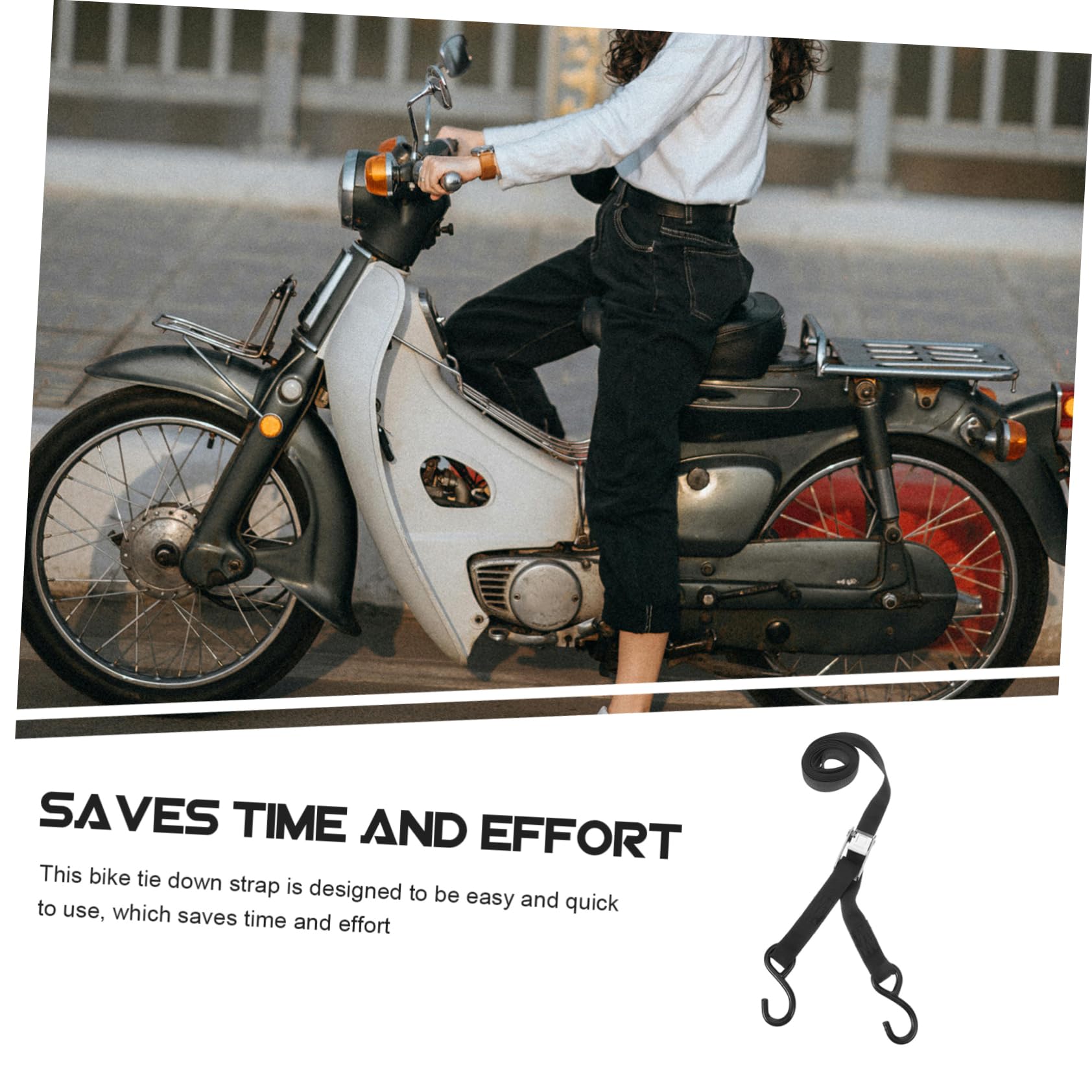 OUNONA Polyester Spanngurte Einfach zu Bedienen 2 Stück für Roller und Motorrad Schwarz zum Sicheren Befestigen von Gepäck und E-bikes Geeignet