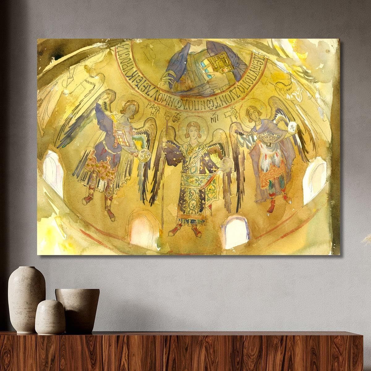 Angeli Mosaico Cappella Palatina Palermo John Singer Sargent, jss16 Quadro Stampato su Tela, 50x70 cm