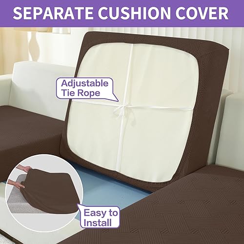 Miniatura 4 de ZNSAYOTX Fundas superelásticas para sofá biplaza de 3 piezas, fundas de sofá a rayas para sofá de 2 cojines, protector de muebles suave, lavable,