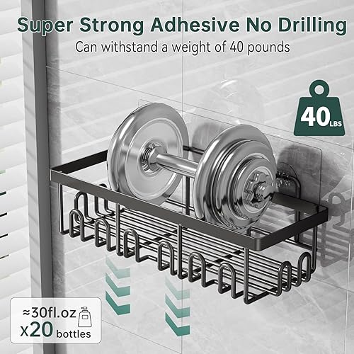 Miniatura 3 de Organizador de ducha con soporte para jabón y cepillo de dientes, organizador de acero inoxidable para organizadores y almacenamiento de baño, sin