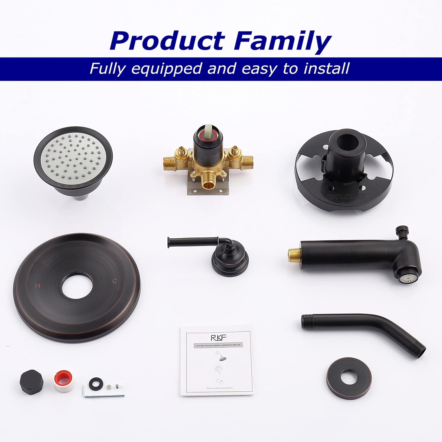 Authеntіс Crаzу Dеаlѕ RKF Pressure Balance System Bathroom shower faucet and Tub Spout,Single Handle Solid Brass Rough-in Valve with Touch-Clean Shower Head And Bathtub, Oil Rubbed Bronze, AS05U-ORB