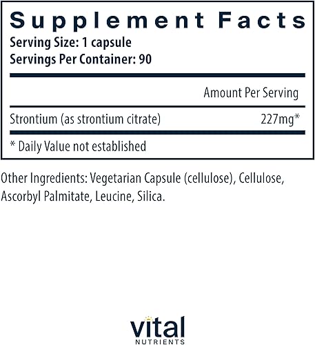 Miniatura 2 de Vital Nutrients Citrato de estroncio | Suplemento vegano | Apoya dientes y huesos sanos* | Sin gluten, lácteos y soja | Sin OMG | 90 cápsulas