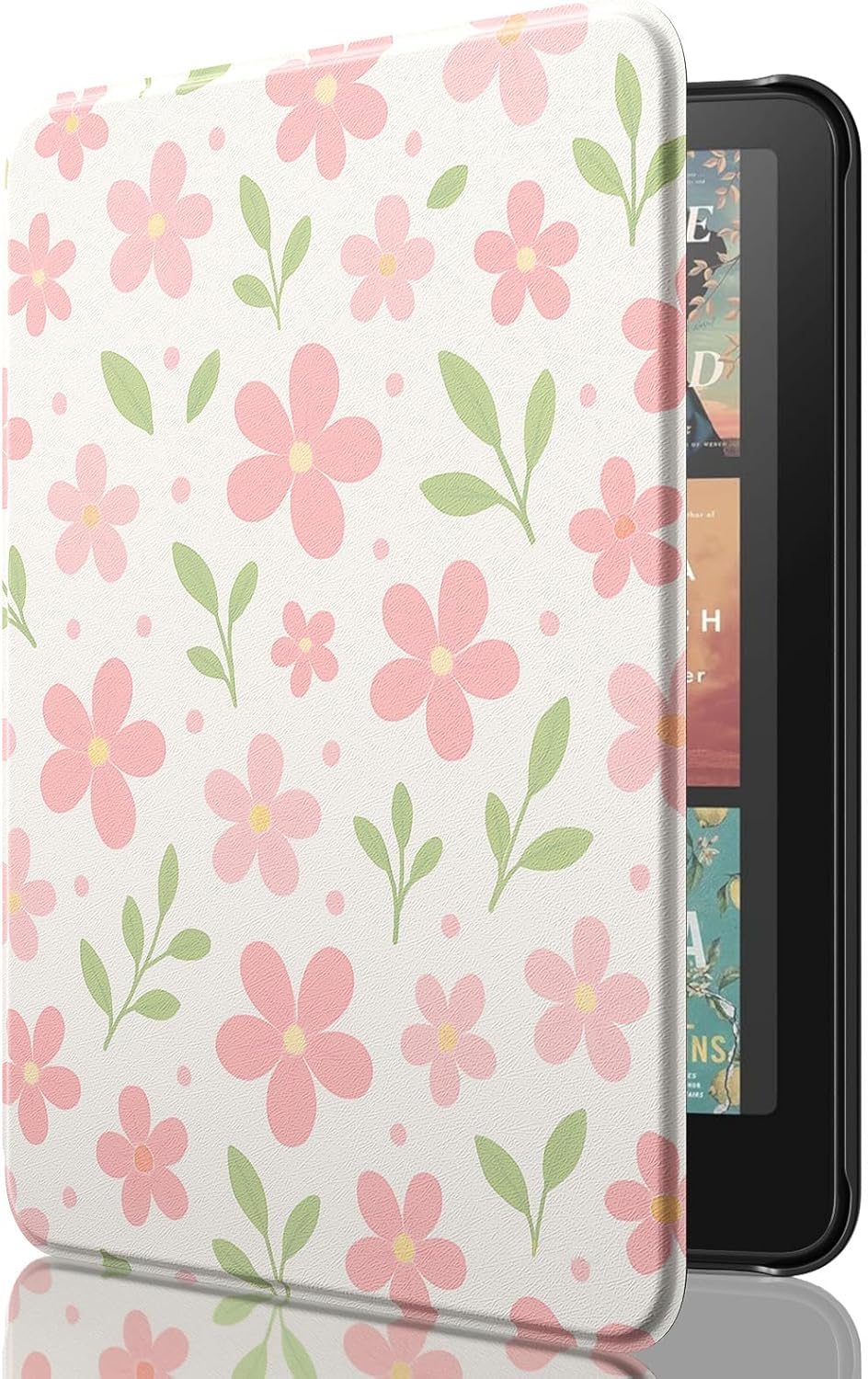 MoKo Case for All-New 7" E-Reader(12th Generation-2024) and E-Reader Colorsoft 2024/2025, Lightweight Shell Cover with Auto Wake/Sleep, Not fit BOOX & Kobo, Flower & Leaves