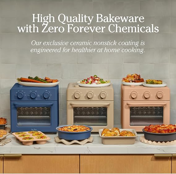 Our Place Wonder Oven Bakers Kit 3-Piece Toxin-Free Ceramic Nonstick Bakeware Set (8 Round, 8 Square, 6-Cup Muffin Pan) - Oven-Safe up to 450F - Char