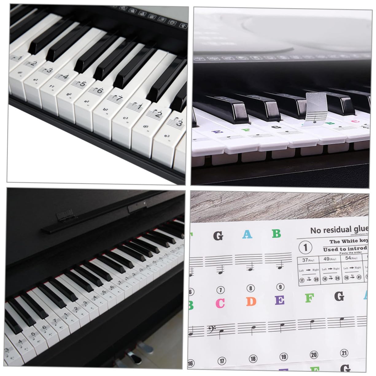 HEMOTON Piano Keyboard Sticker Set Removable Piano Note Labels Sheet Music Design for Beginner Players