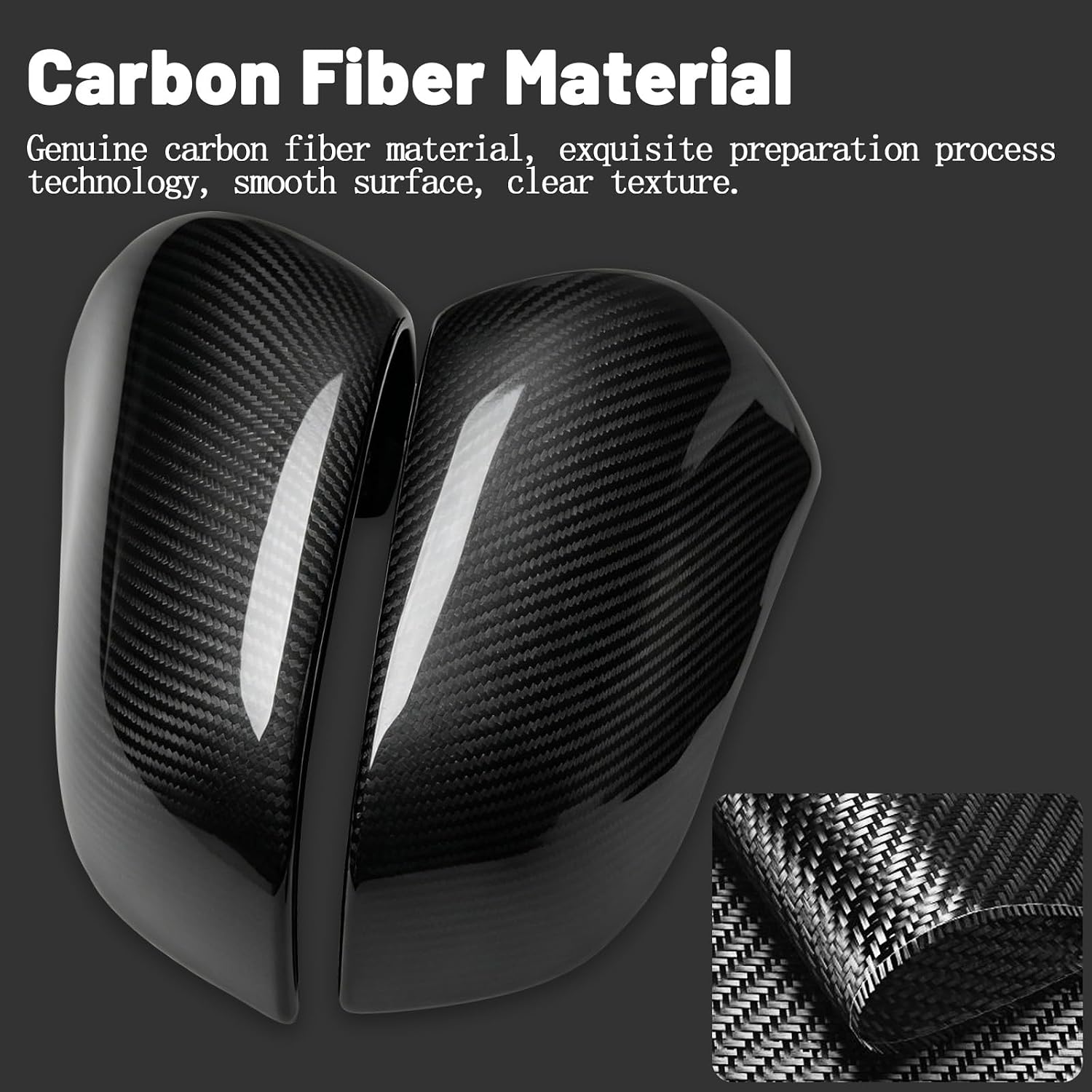 Real Carbon Fiber Side Door Rear View Mirror Cover Cap Rearview