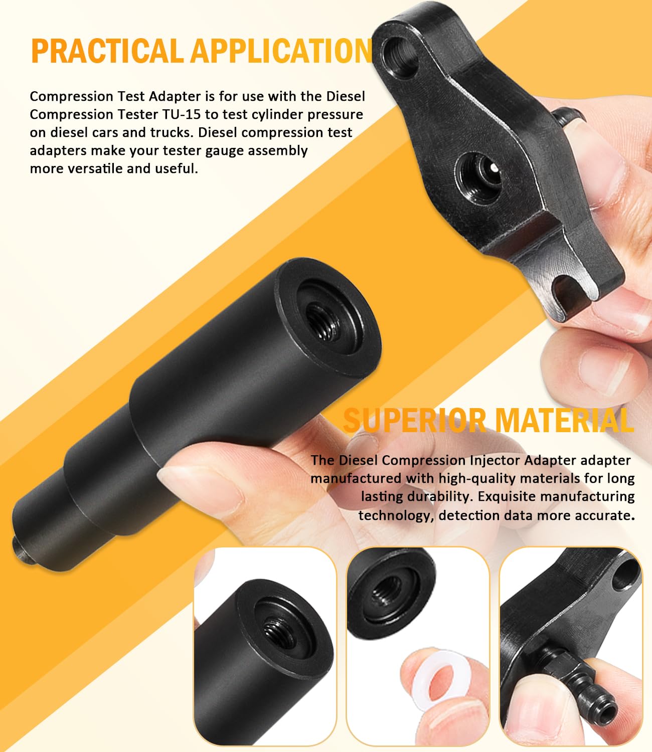 TU-15-26 Diesel Injector Adapter use with Diesel Compression Tester TU-15 for Cummins ISB 5.9L Engines 1998-2002 Used in Dodge Pickups, School Buses and Medium Duty Trucks
