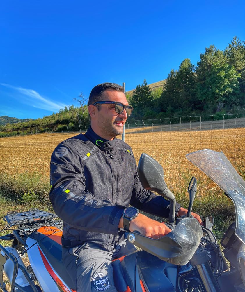 Giacca Moto Estiva IRIS, Giacca da Moto Uomo, Ventilata, Tessuto Tecnico con Inserti in Mesh, con Membrana Anti-Acqua e Anti-Vento, Molti Colori Disponibili