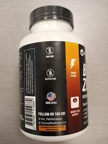 Miniatura 3 de Veteran Performance Quemador de grasa termogénico Burn Zone, supresor del apetito para perder peso con extracto de té verde, cetonas de frambuesa
