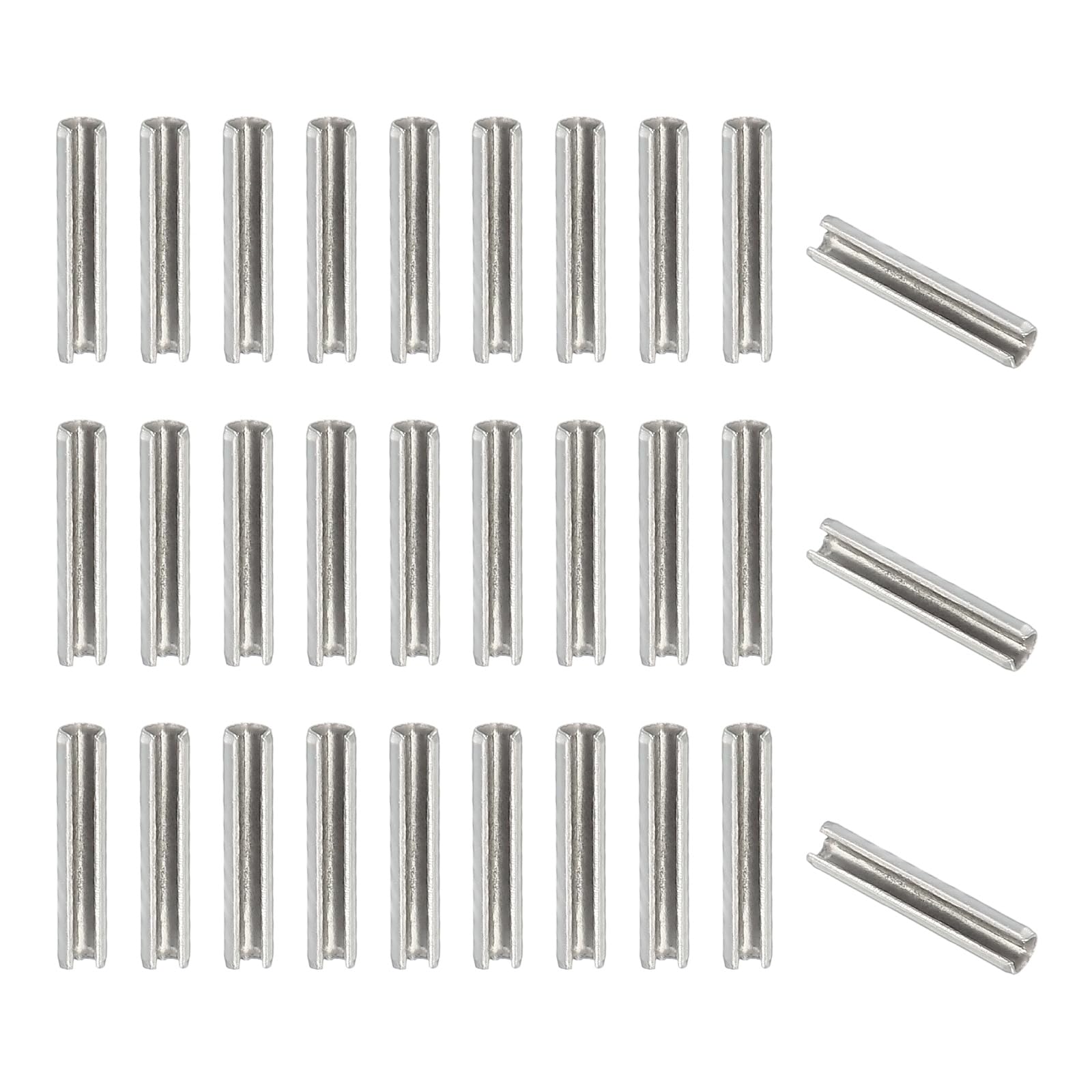 PATIKIL Slotted Spring Pin, 50 Pcs 1/8" x 5/8" (3.2mm x 16mm) 304 Stainless Steel Split Roll Pins Spring Dowel for Home Improvement Automotive Machine Repair, Silver