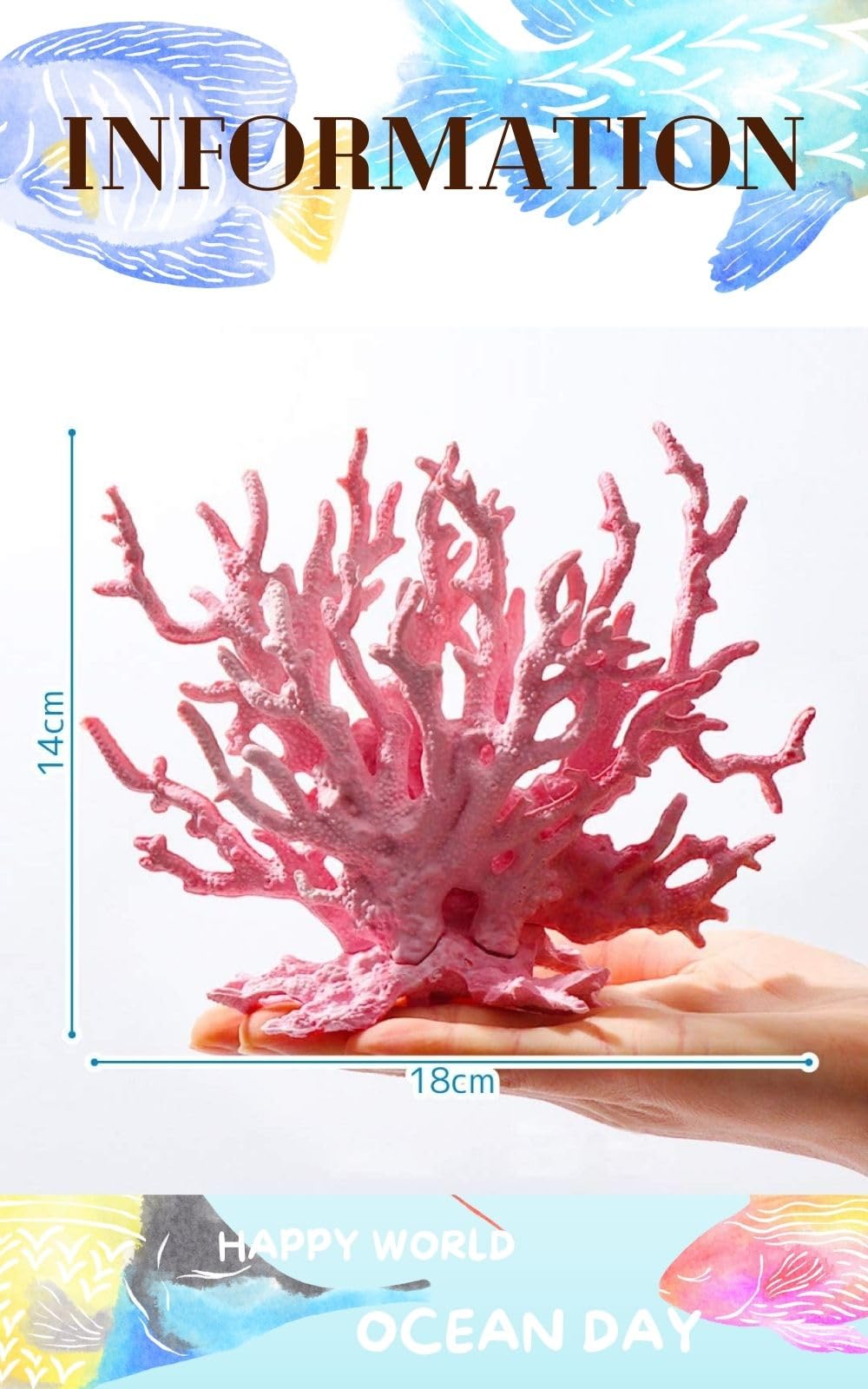 ピンク珊瑚珊瑚礁置物ガラスケース付き