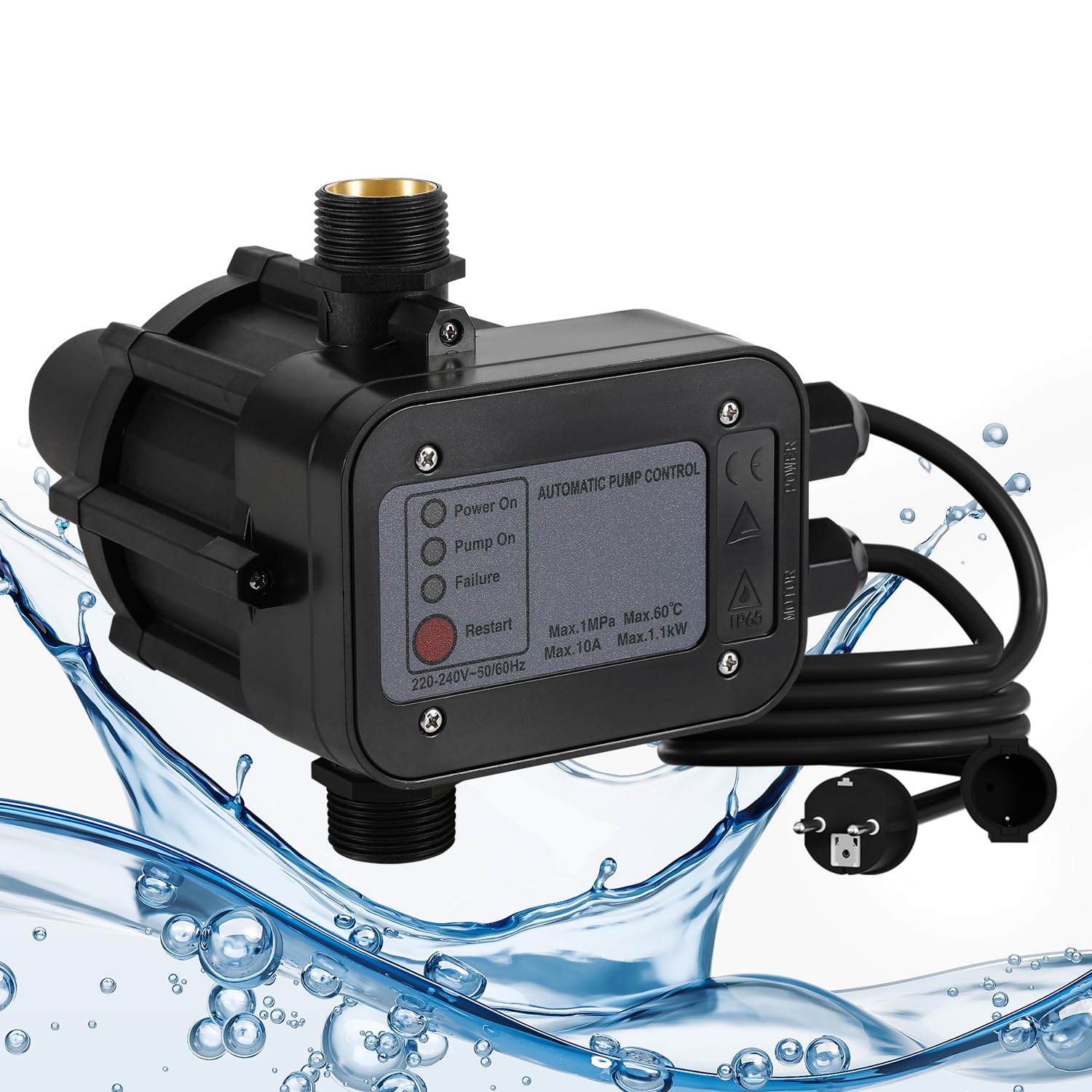 Lospitch Pressostato Per Pompe Acqua 10 Bar - Controller Pressione Con Manometro - Foto 3