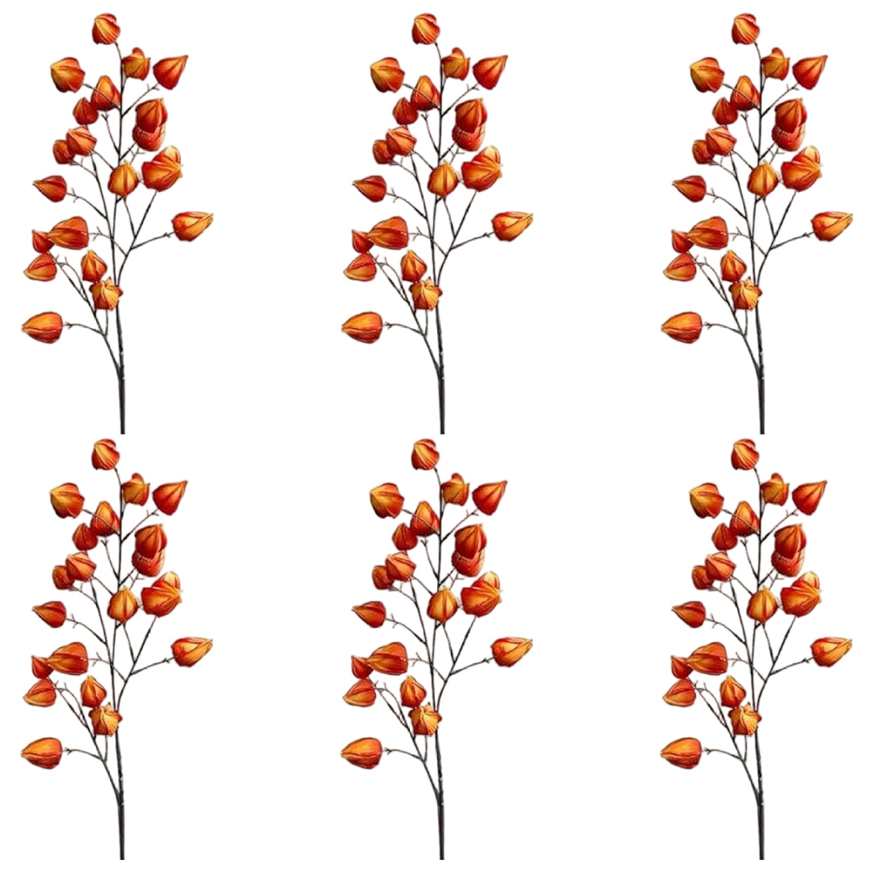 6 Stück chinesische Laternenblumen, künstliche Orangenzweige, 97 cm