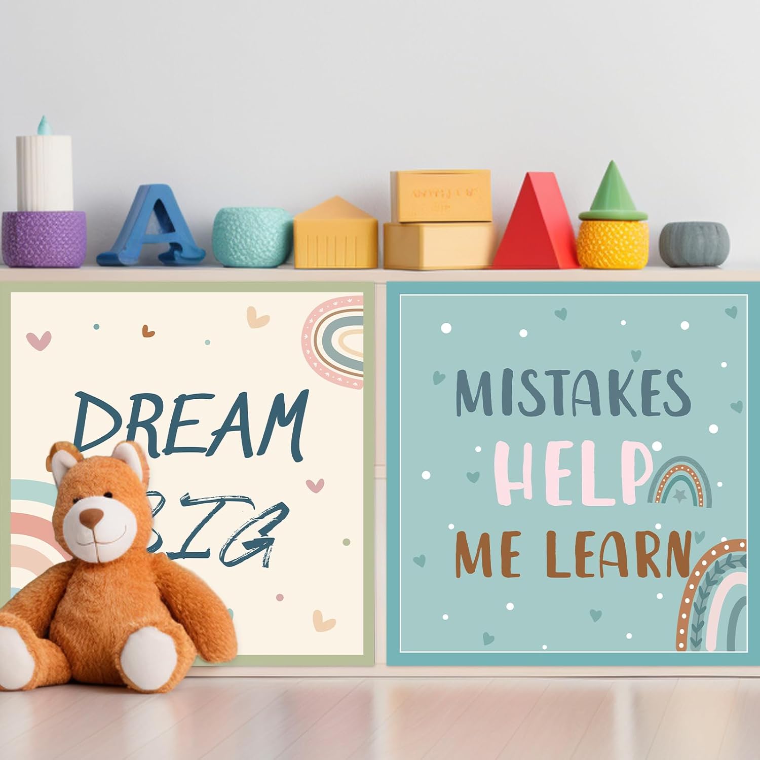party greeting 6PCS Classroom Cabinet Curtain for Shelves Back to School Curtain 24.6 x 24 Inch Self Adhesive Curtains for School Kindergarten Daycare Primary Playroom Decor Boho Positive Quotes