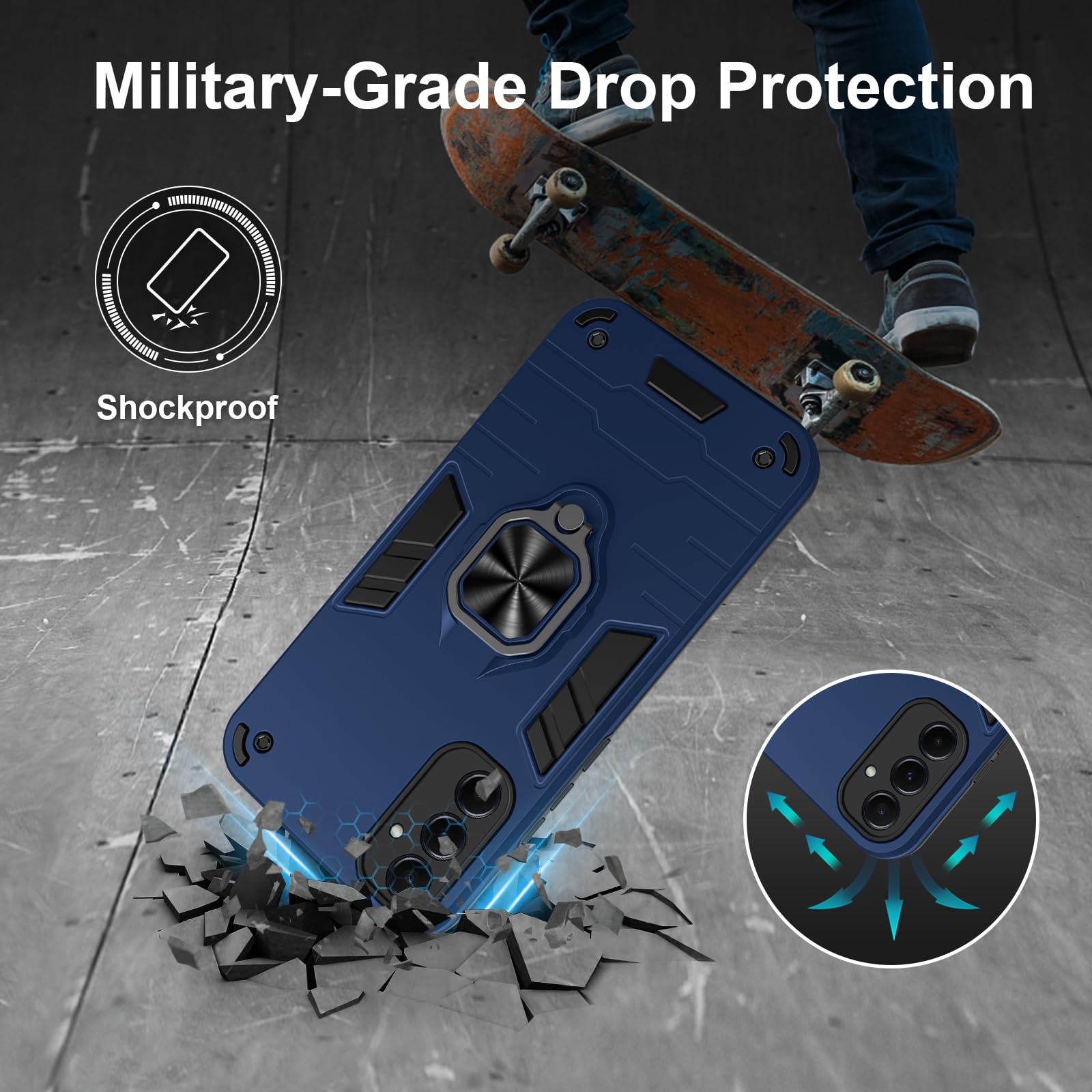 Funda para CMF Phone 2 Pro, Carcasa Antigolpes con Soporte anular metálico, Case Protectora de Grado Militar, Negro — view 1229