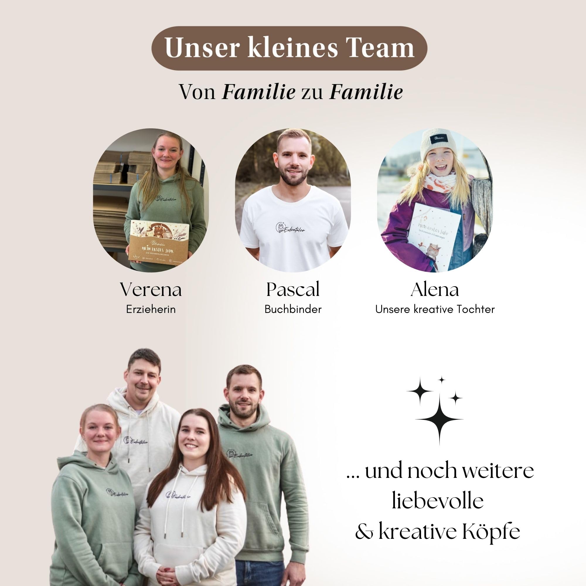 EULENTALER® 3in1 Babyalbum Set: Babytagebuch „Mein erstes Jahr“ + Meilensteinkarten + Abdruckset + Box - Geschenk zur Geburt für Junge & Mädchen