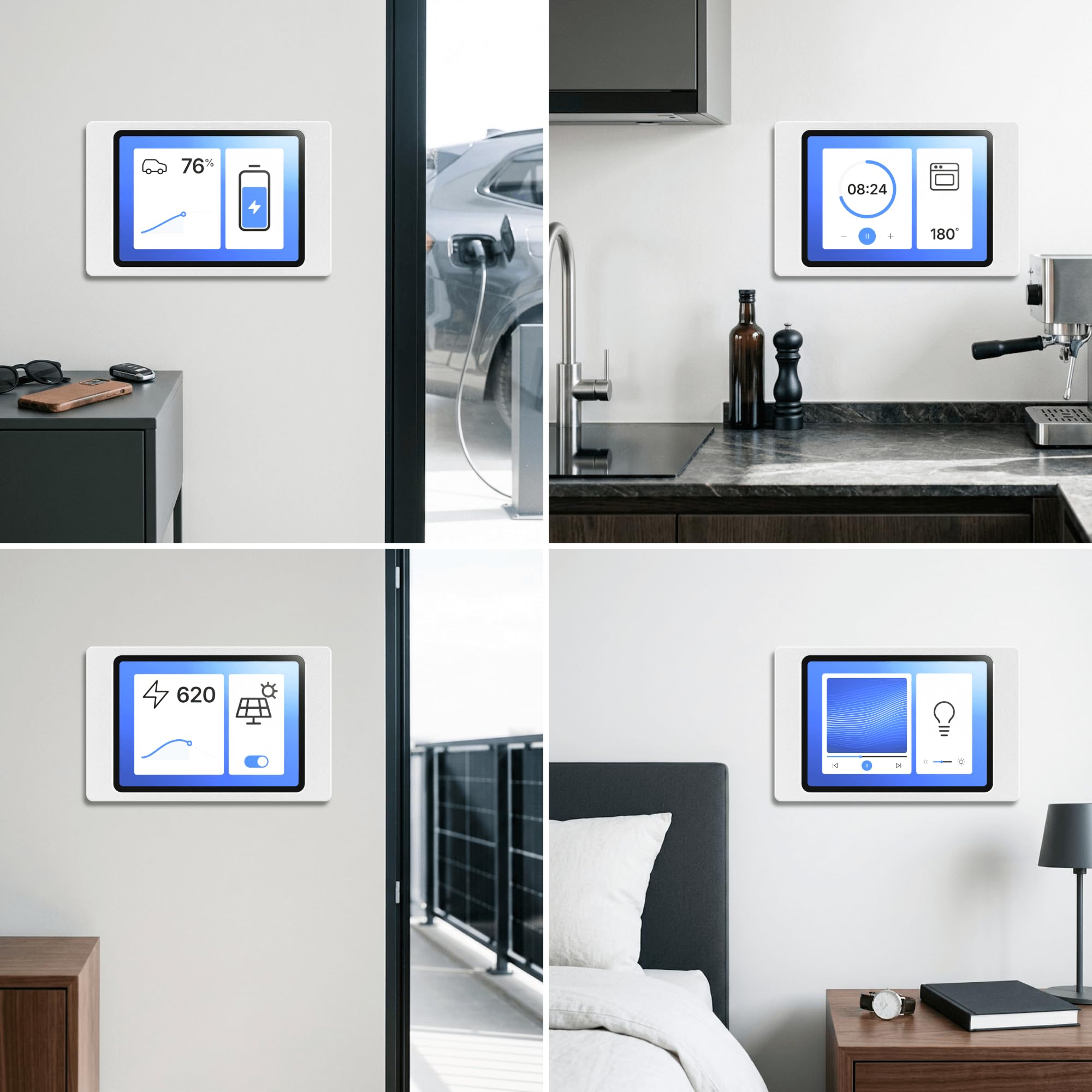 Support Mural Tablette pour iPad 7/8/9 gén (10,2 Pouces, 2019-2021) - Cadre Fin et sur Mesure pour Écran Domotique et Tableau de Bord - Montage Fixe avec Passe-Câble - Blanc