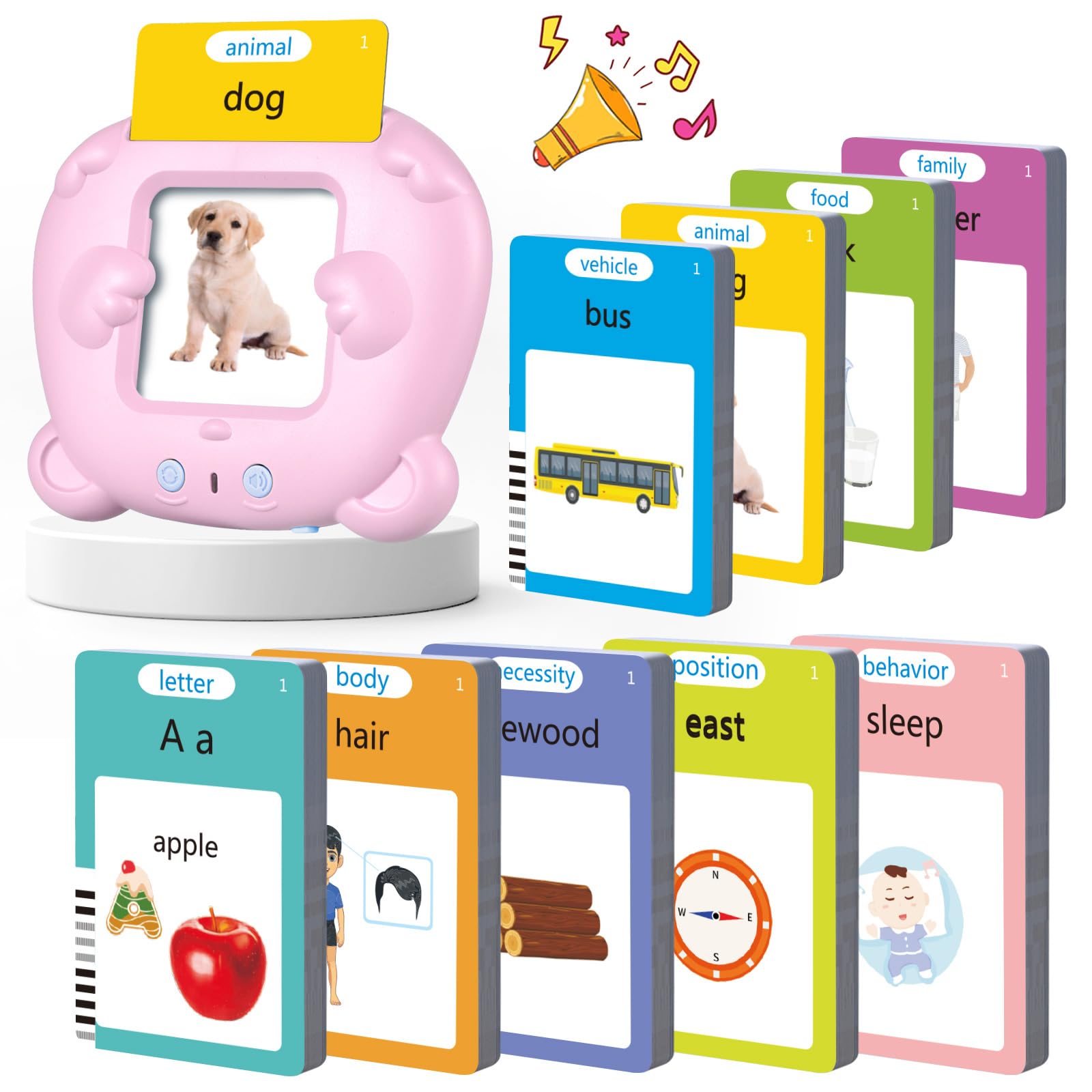 Talking Flash Cards for Toddler Toys for 2 3 4 5 6 Year Old Baby Boys Preschool Learning Resources Educational Montessori Sensory Toys for Autism with 510 Words Interactive Gifts For Kids Age 2-6